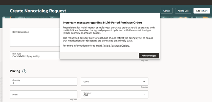 Create Noncatalog Request OGL Messages