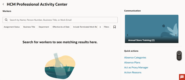HCM Professional Activity Centre look and feel — screenshot 1